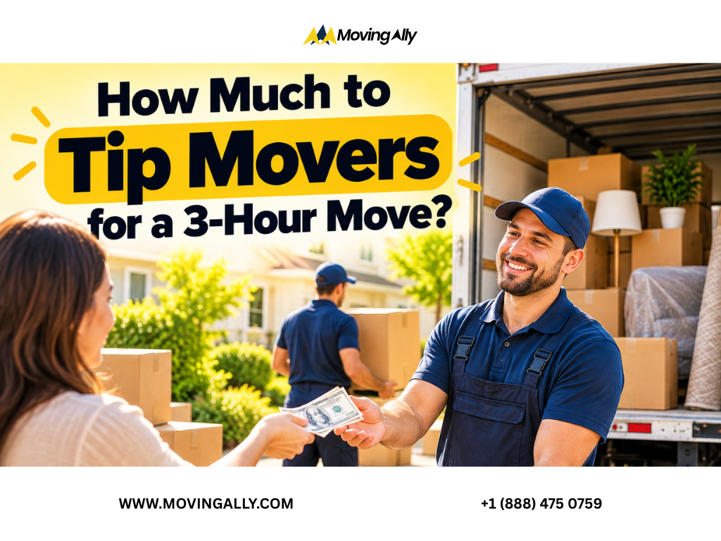 Professional movers receiving a tip after completing a 3-hour local move
